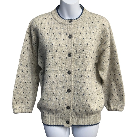 Vintage Woolrich Cardigan Women Small Button Up Wool Blend Birds Eye Cottagecore - Picture 1 of 14